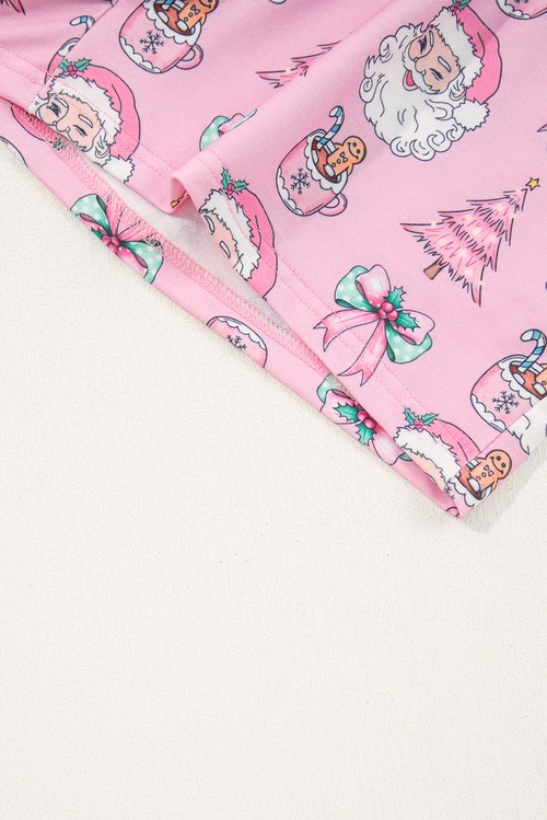 Pink Ho Ho Ho Christmas Fashion Print 2pcs Lounge Short