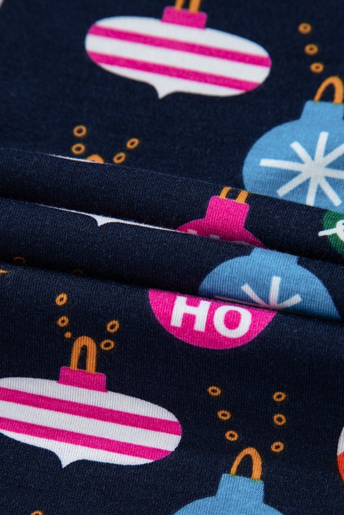 Navy Blue Colorful Christmas Lights Print Shirt and Pants Pajama