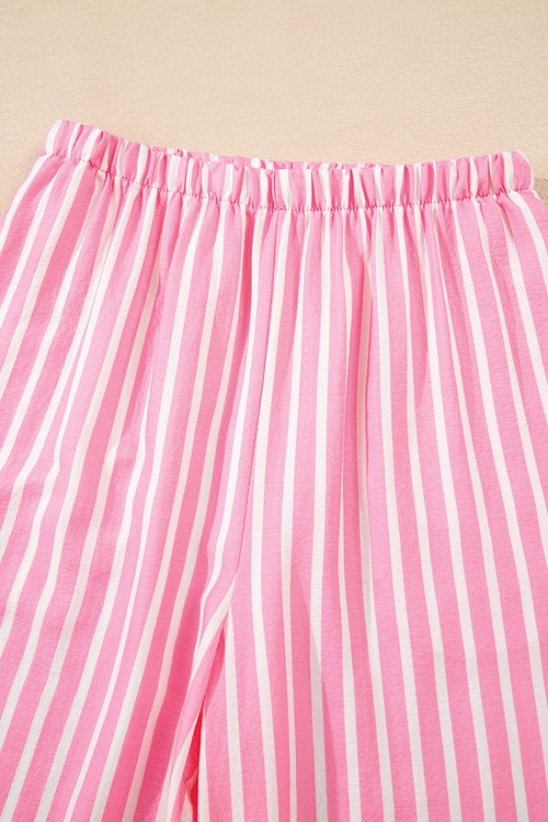 Pink Stripe Buttoned Front Long Sleeve Top and Pants 2