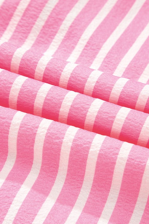Pink Stripe Buttoned Front Long Sleeve Top and Pants 2