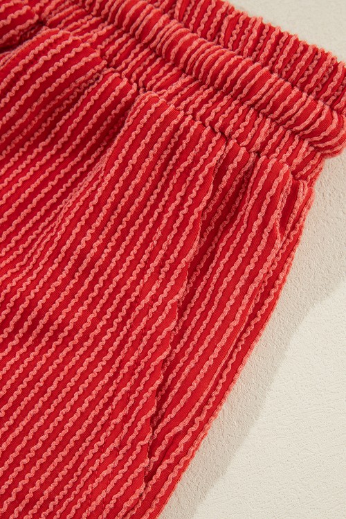 Fiery Red JOLLY Corded Long Sleeve Top and Pockets Pants