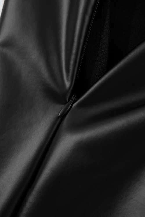 Black Faux Leather Seamed Leg High Waist Leggings