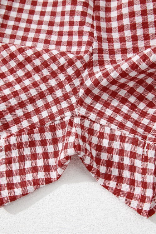 Red Gingham Printed High Waist Shorts