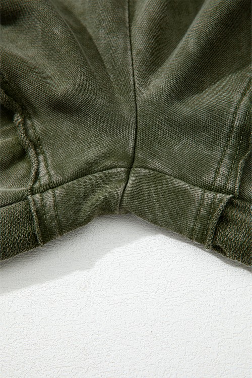Vineyard Green Mineral Wash Tiered Wide Leg Patchwork Drawstring Pants