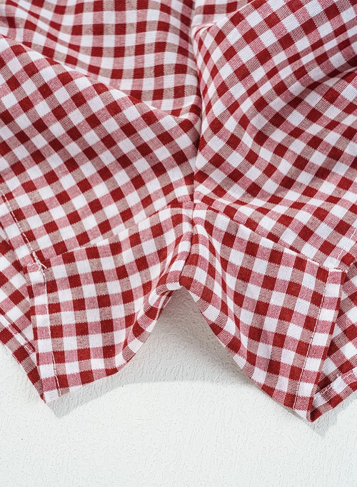 Red Gingham Printed High Waist Shorts