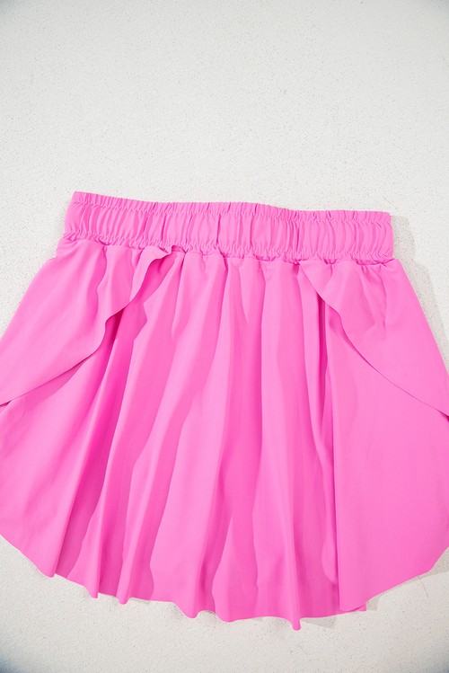 Bonbon Drawstring Elastic Waistband Lined Tennis Skorts