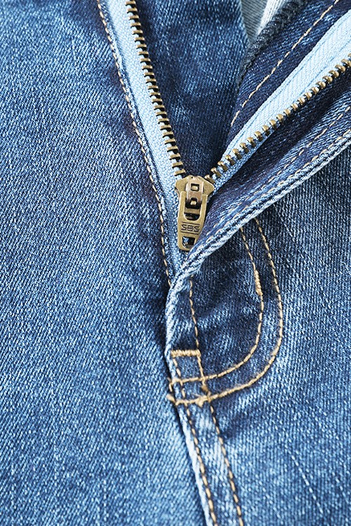 Sky Blue High Waist Distressed Straight Leg Jeans
