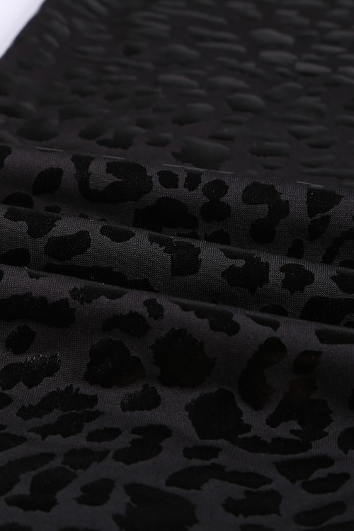 Black Shiny Leopard Textured Leggings