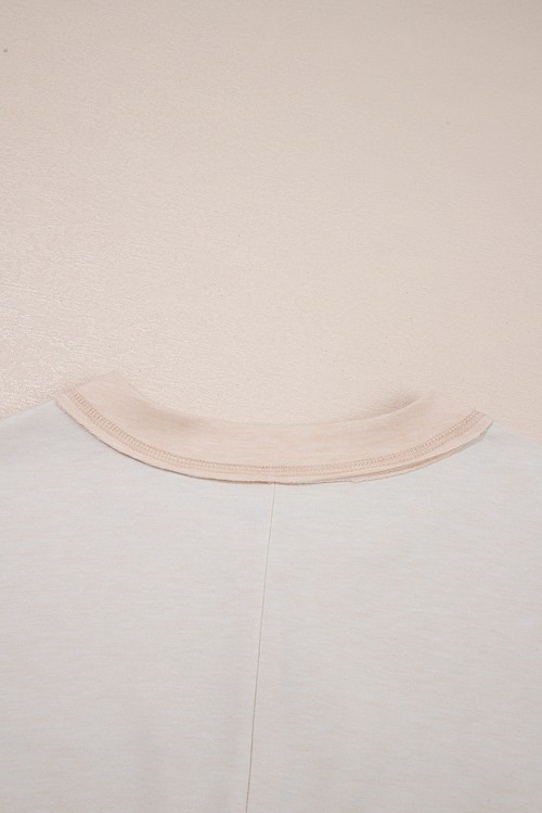 Beige Half Placket Chest Pockets Short Sleeve Wide Leg Jumpsuit