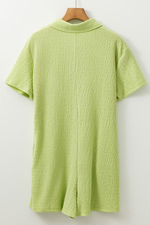 Meadow Mist Green Textured Short Sleeve Patched Pocket Buttoned Shirt