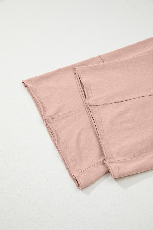 Buckskin Flower Patch Mineral Washed Terry Knit Cropped Wide Leg