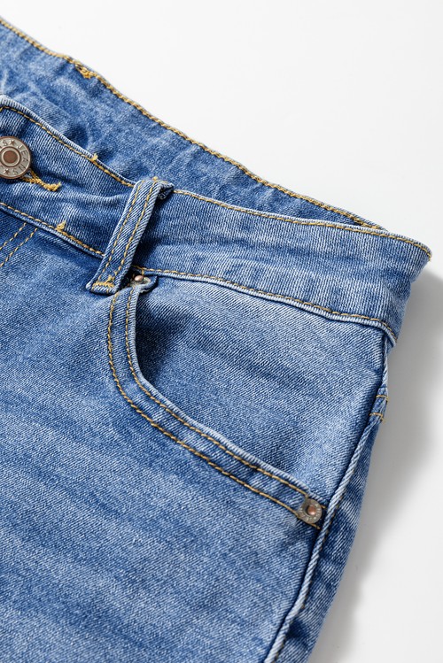 Sail Blue Raw Hem Unique Cuffs Straight High Rise Loose