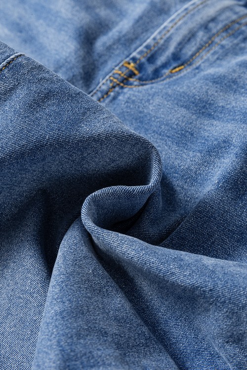 Sail Blue Raw Hem Unique Cuffs Straight High Rise Loose