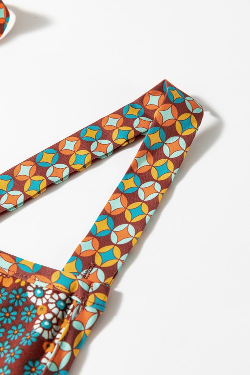 Multicolour Boho Floral Print Crossed Straps Ankle length Jumpsuit
