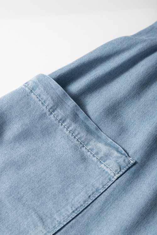 Beau Blue Buttoned Front High Waist Side Pockets Denim Maxi