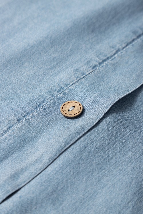 Beau Blue Buttoned Front High Waist Side Pockets Denim Maxi