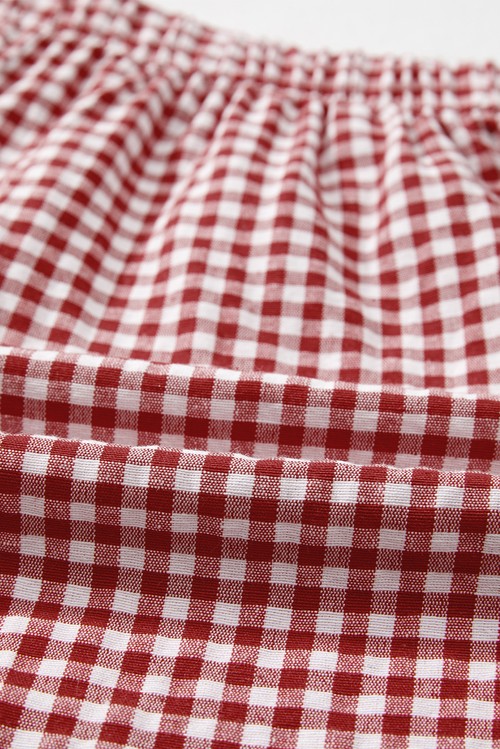 Red Gingham Printed High Waist Shorts