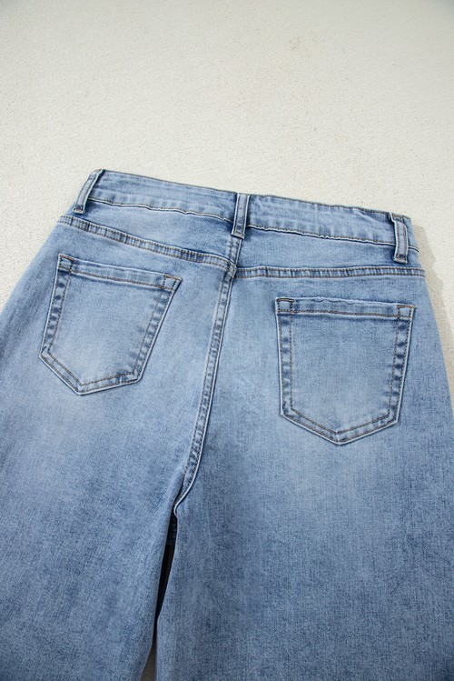 Myosotis Slit Leg High Rise Drawstring Casual Jeans