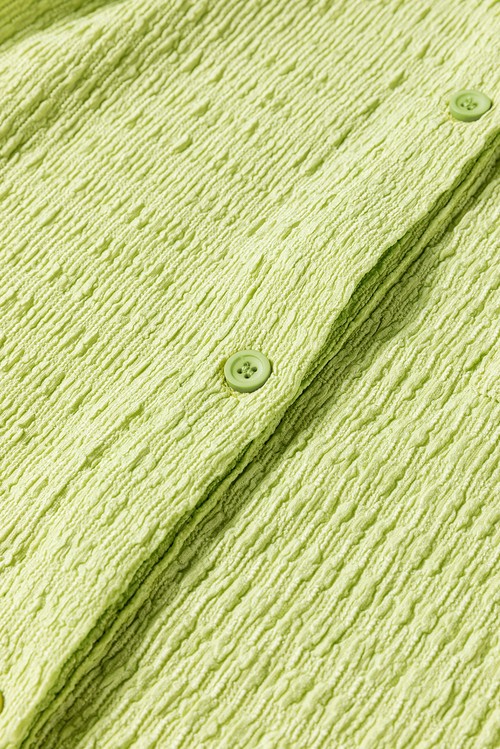 Meadow Mist Green Textured Short Sleeve Patched Pocket Buttoned Shirt