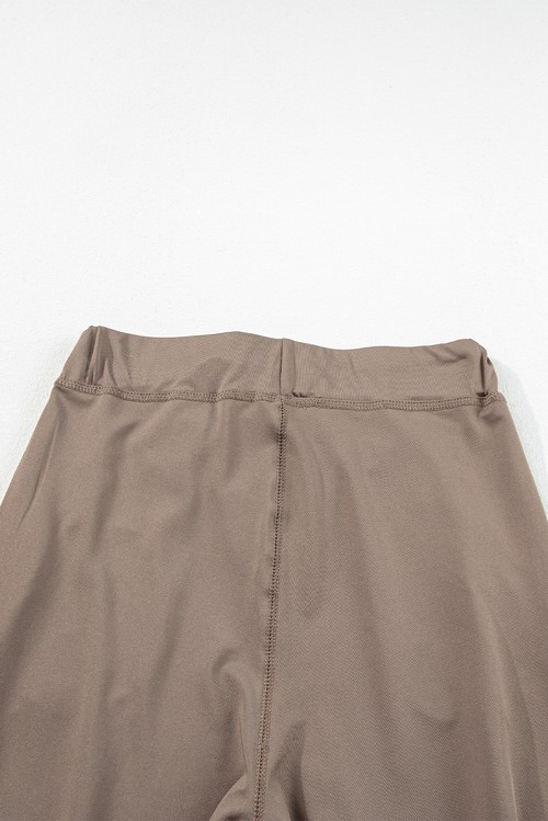 Dark Brown Drawstring Elastic Waistband Pocketed Joggers