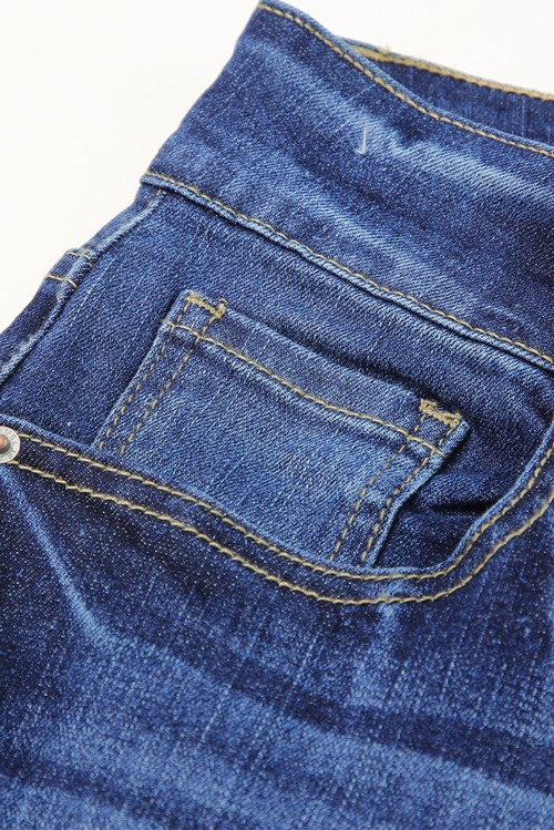 Blue 2 High Waist Distressed Straight Leg Jeans