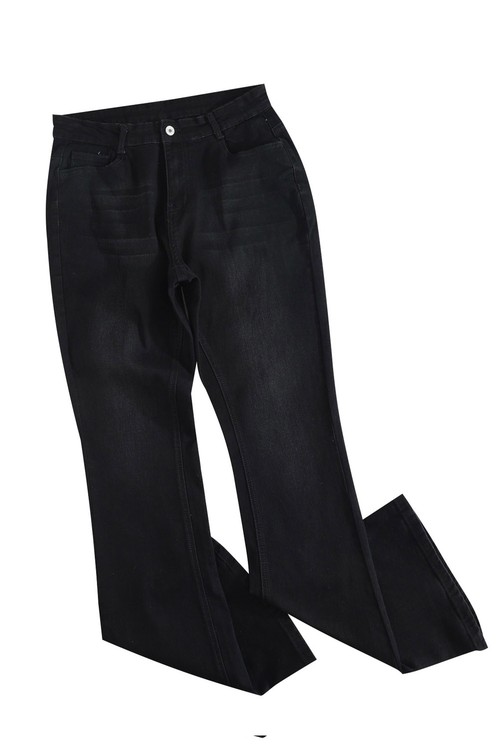 Black Wash Vintage Wide Leg Jeans