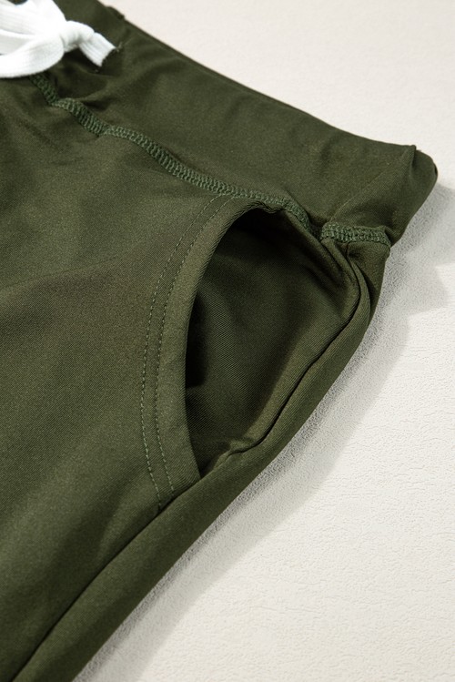 Moss Green Drawstring Elastic Waistband Pocketed Joggers