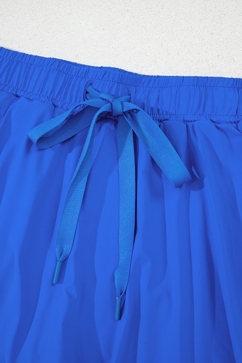 Sky Blue Drawstring Elastic Waistband Lined Tennis Skorts