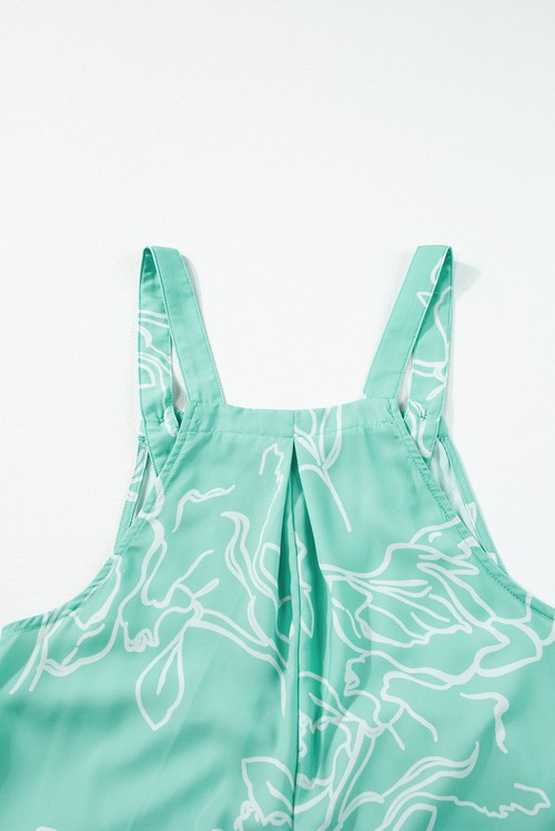 Moonlight Jade Printed Bib Wide Leg Overall
