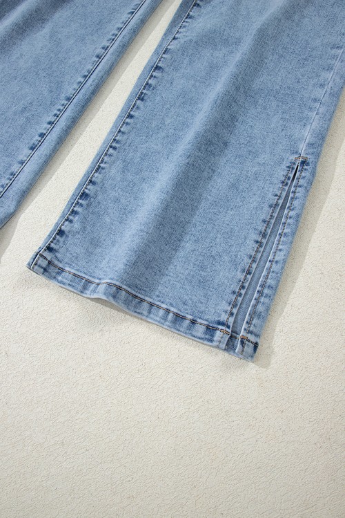 Myosotis Slit Leg High Rise Drawstring Casual Jeans