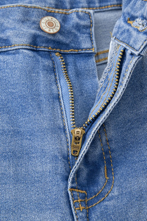 Dusk Blue Raw Hem Unique Cuffs Straight High Rise Loose