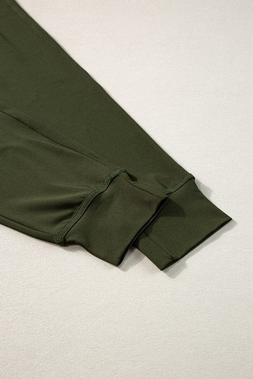 Moss Green Drawstring Elastic Waistband Pocketed Joggers
