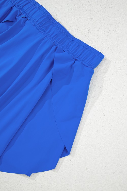 Sky Blue Drawstring Elastic Waistband Lined Tennis Skorts