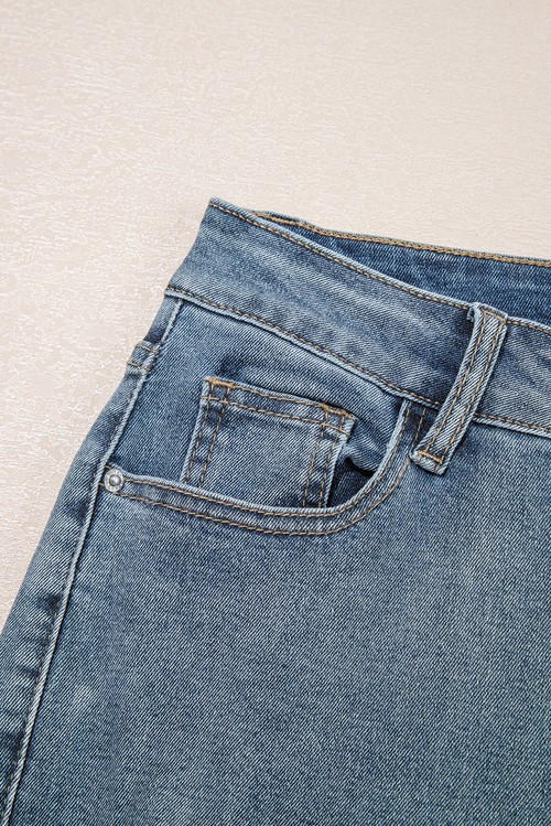 Beau Blue Slightly Distressed Ankle length Straight Jeans