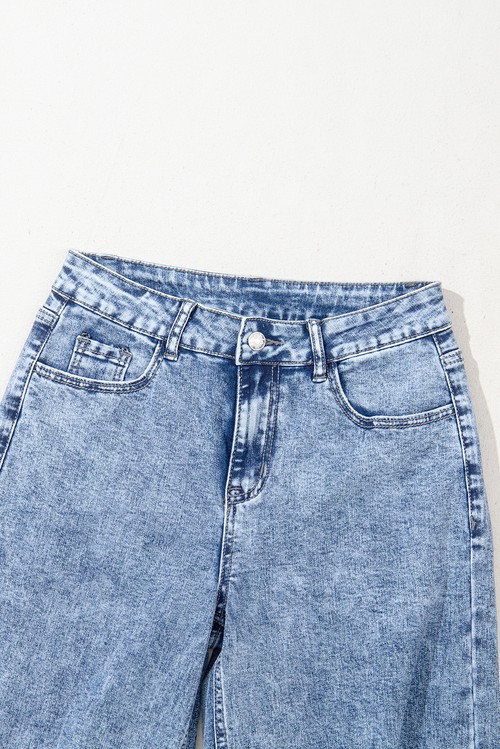 Ashleigh Blue Mineral Wash Bottom Cuff Distressed Wide Leg Jeans