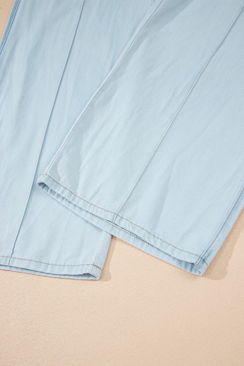 Beau Blue Light Wash Contrast Trim Center Seam Drawstring Elastic