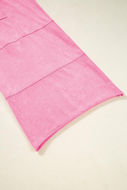 Bonbon Mineral Wash Exposed Seam Drawstring Elastic Waistband Wide Leg