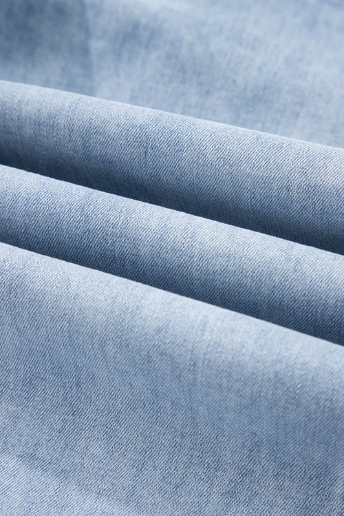 Beau Blue Drawstring Seam Detail Raw Hem Wide Leg Denim