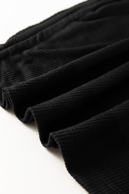 Black Racerback Ribbed Knit Drawstring Bodycon Dress