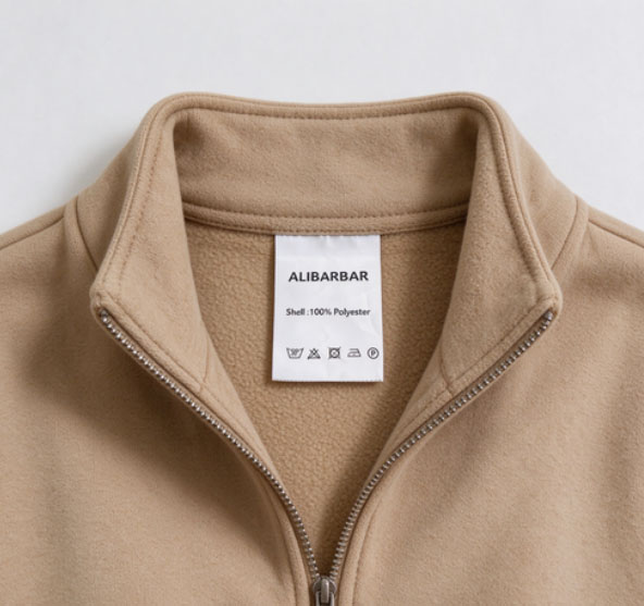 Apricot Solid Seamed Zipper Jacket and Drawstring Waist Pants Set