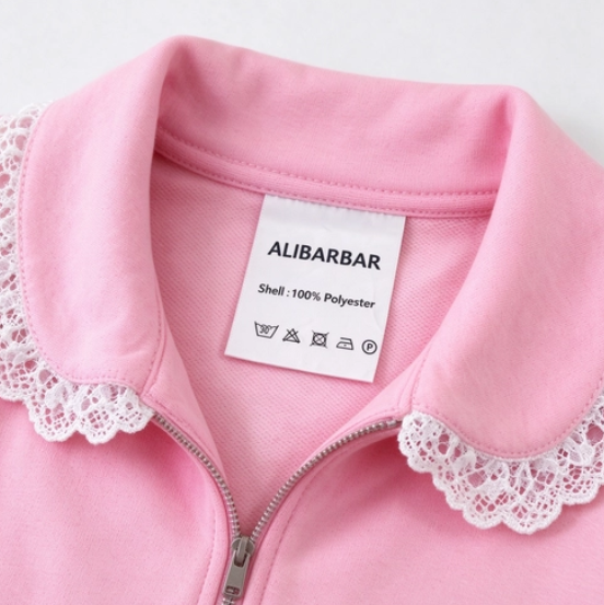 Pink Peter Pan Lace Embellished Neck Collision Sweatshirt and Skirt