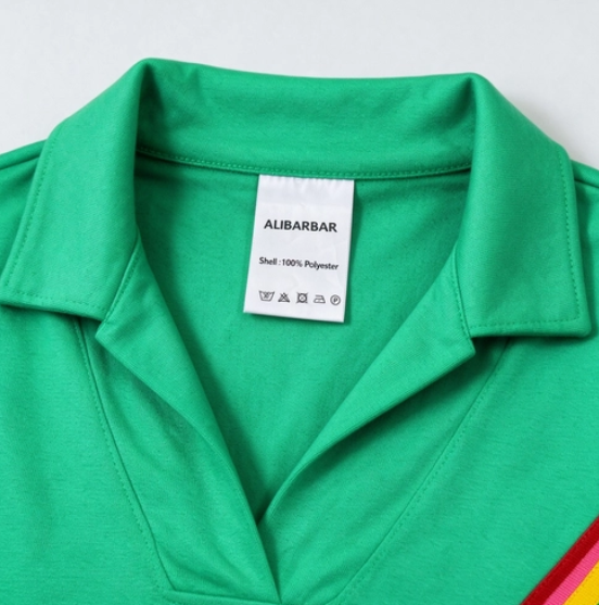 Sea Green Rainbow Colorblock Collared Short Sleeve Top 2 Piece