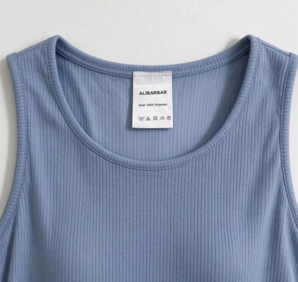 Beau Blue Solid Color Ribbed Ruffle Tank Top and Pants