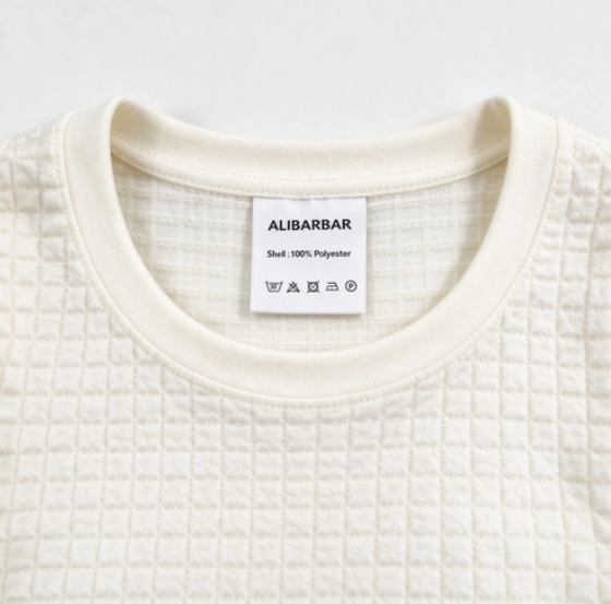 White Solid Color Checkered Texture Short 2pcs Outfit