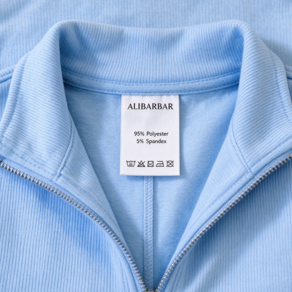 Beau Blue Ribbed Texture Half Zip Ruffled Short Sleeve Top