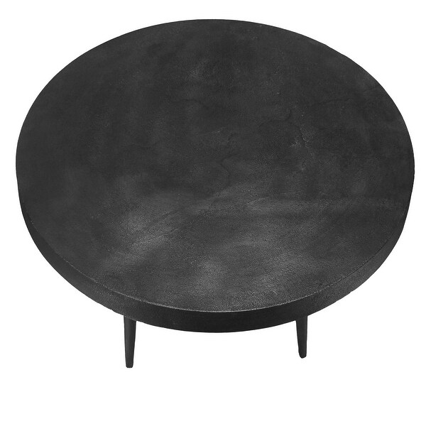 23 Inch Round Modern Minimalist Metal Side Table with Tripod Base, Charcoal Black