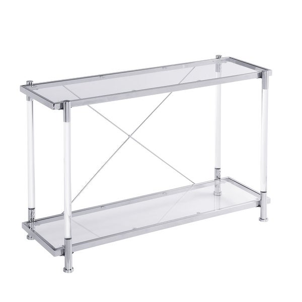 Modern Acrylic Glass Console Table with Storage Shelf Plant Side Table for Hallway, Foyer, Living Room