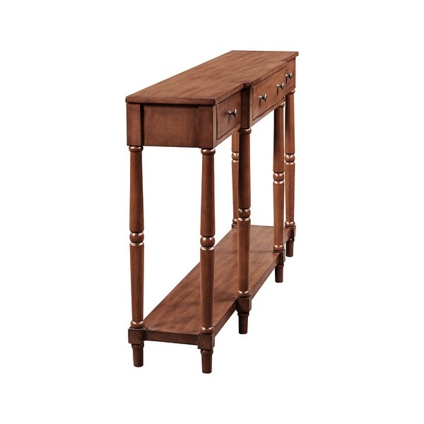 Solid Wood Console Table, Entryway Table with Storage Shelf and Drawer