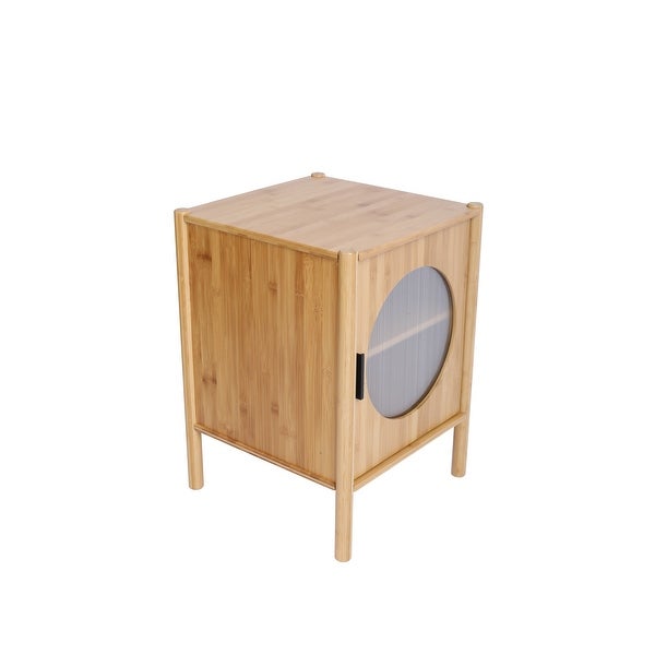 1 Door nightstand,Bamboo Mid Century Modern Nightstand,Bedside Table Accent End Table Side Table for Bedroom