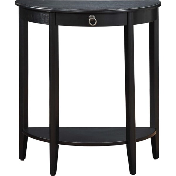 Half Moon-Shape Console Table, Side Table W/ Lower Display Shelf